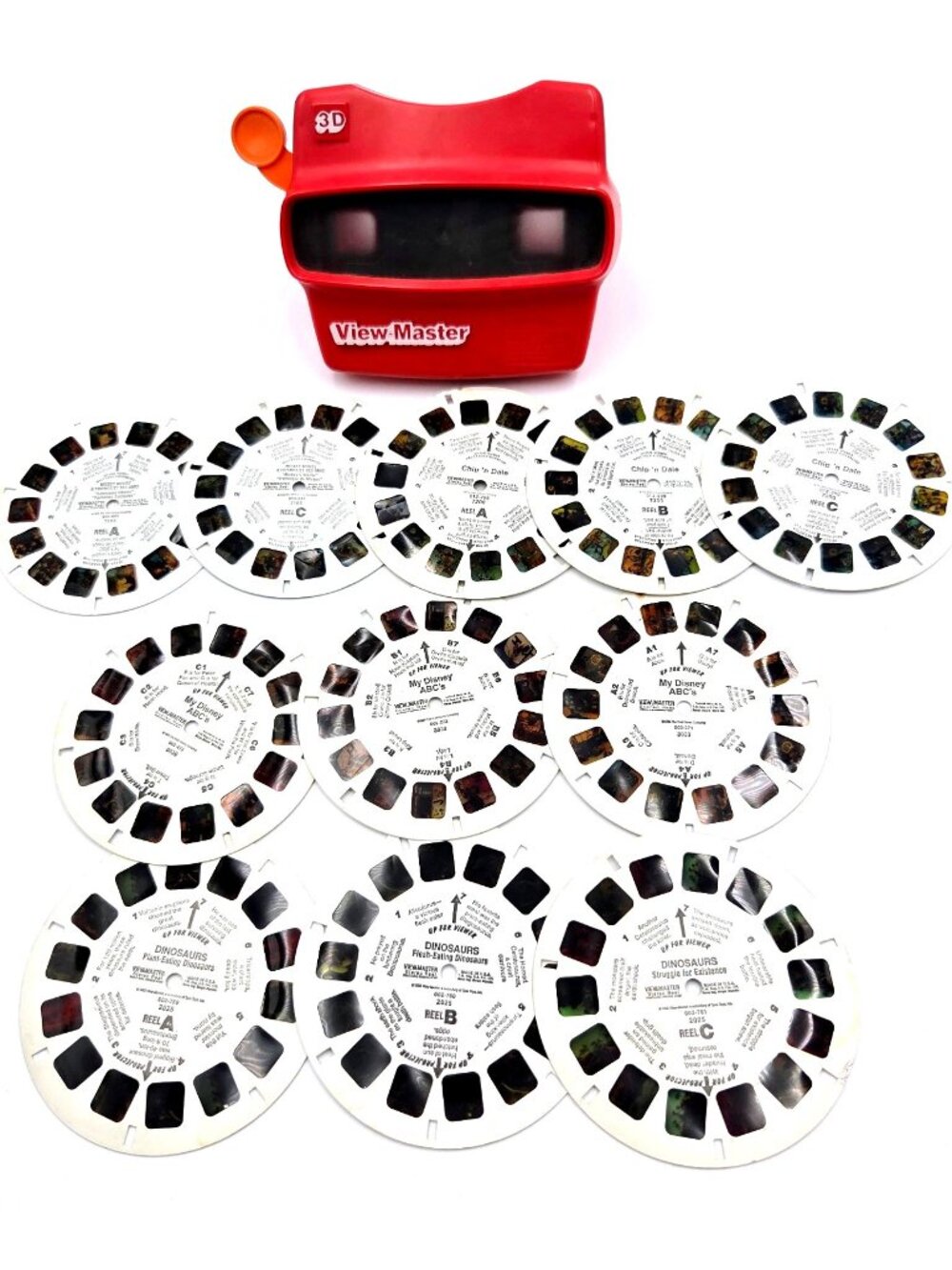 Vintage 3-D View-Master With 11 Reels Chip ‘N Dale Mickey Mouse Disney Dinosaurs